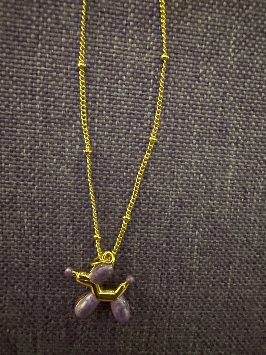 Purple Balloon Dog Charm Necklace