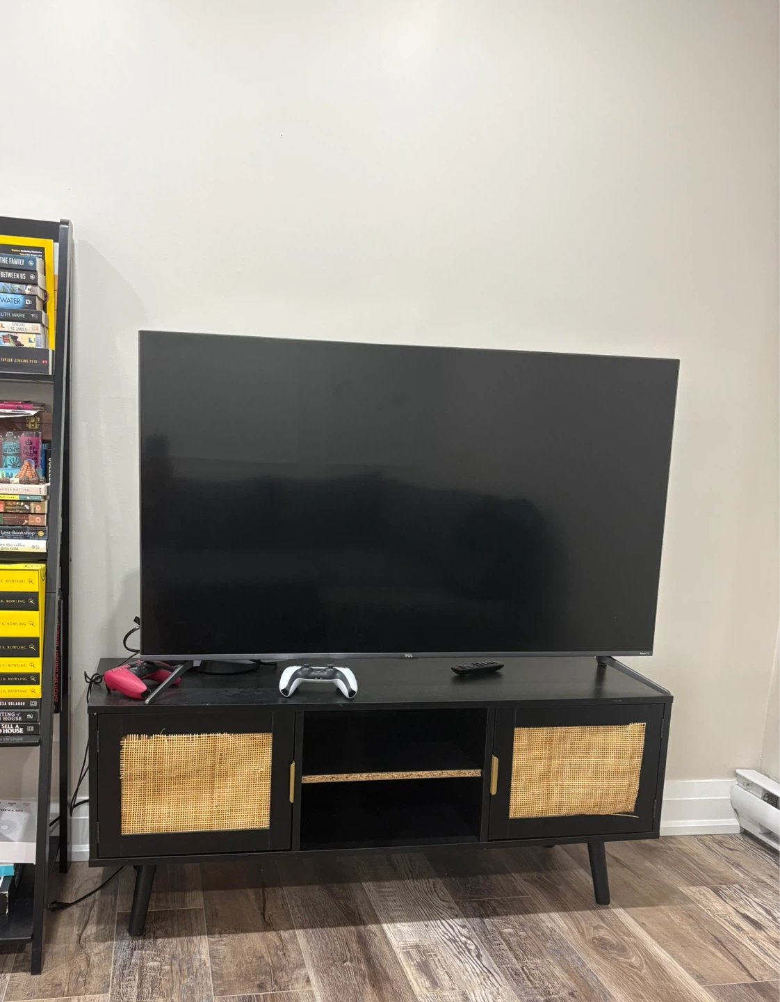 Black Media Console with Cane Doors - photo 3