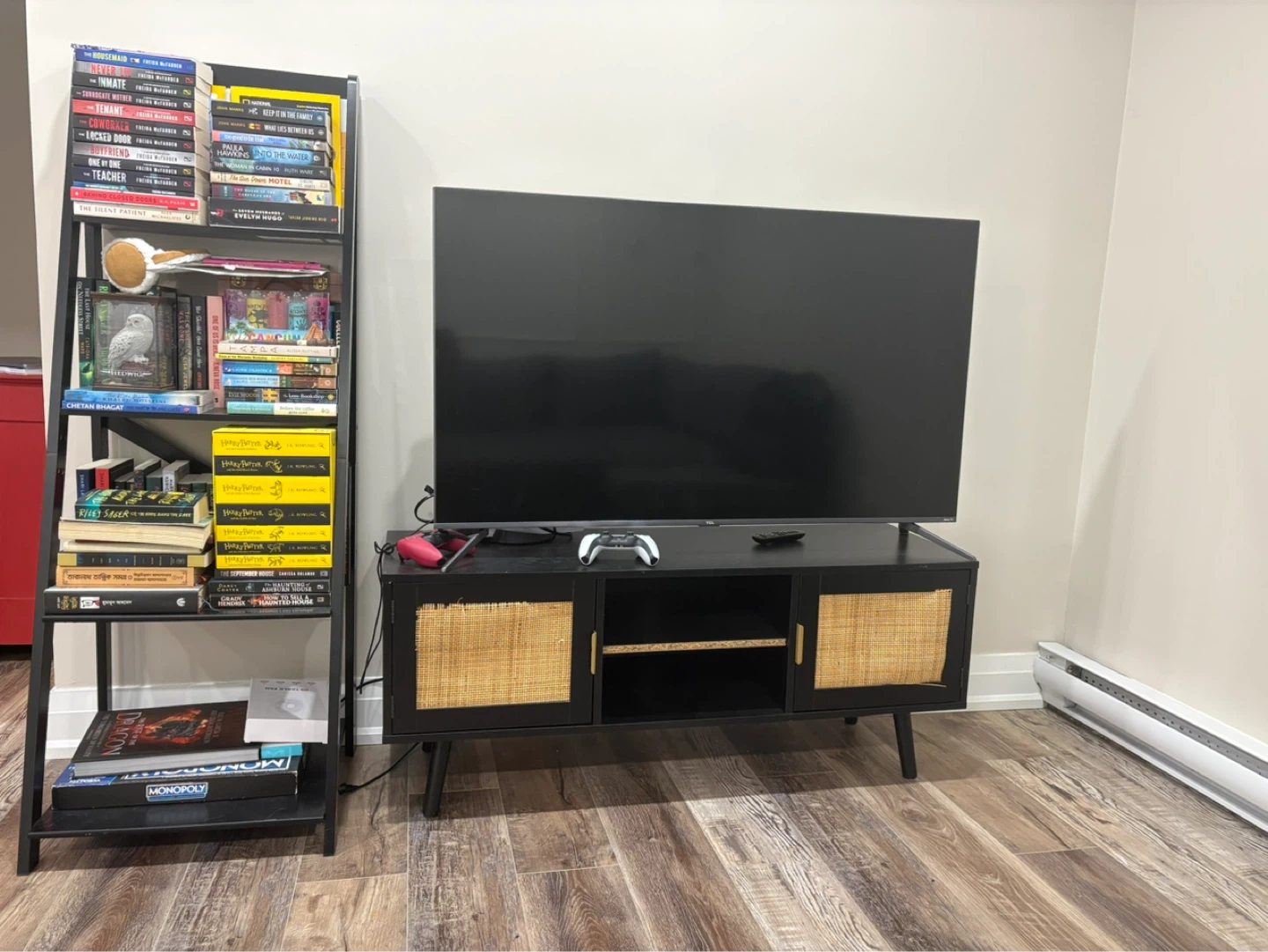 Black Media Console with Cane Doors - photo 4