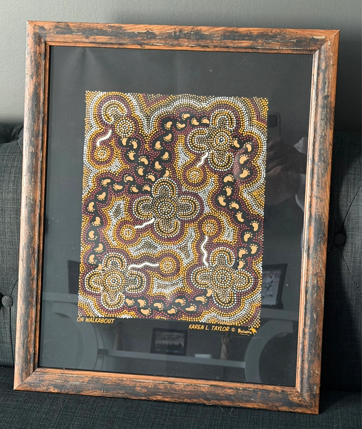 Karen L. Taylor "On Walkabout" Framed Aboriginal Dot Painting