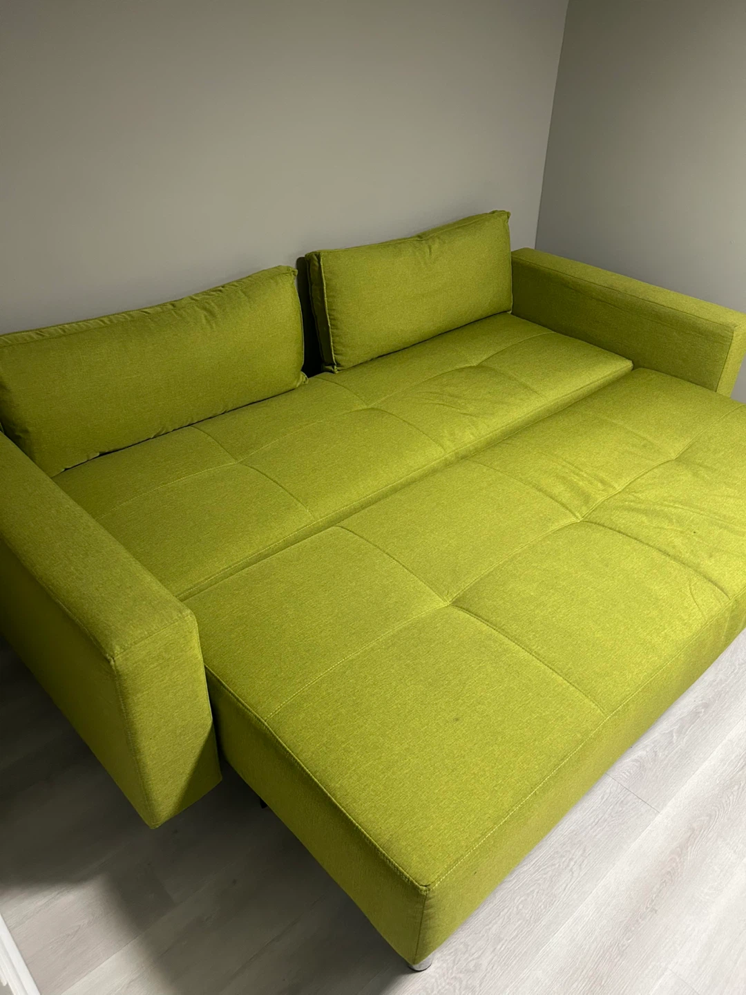 Lime Green Sofa Bed with Pillows - photo 2
