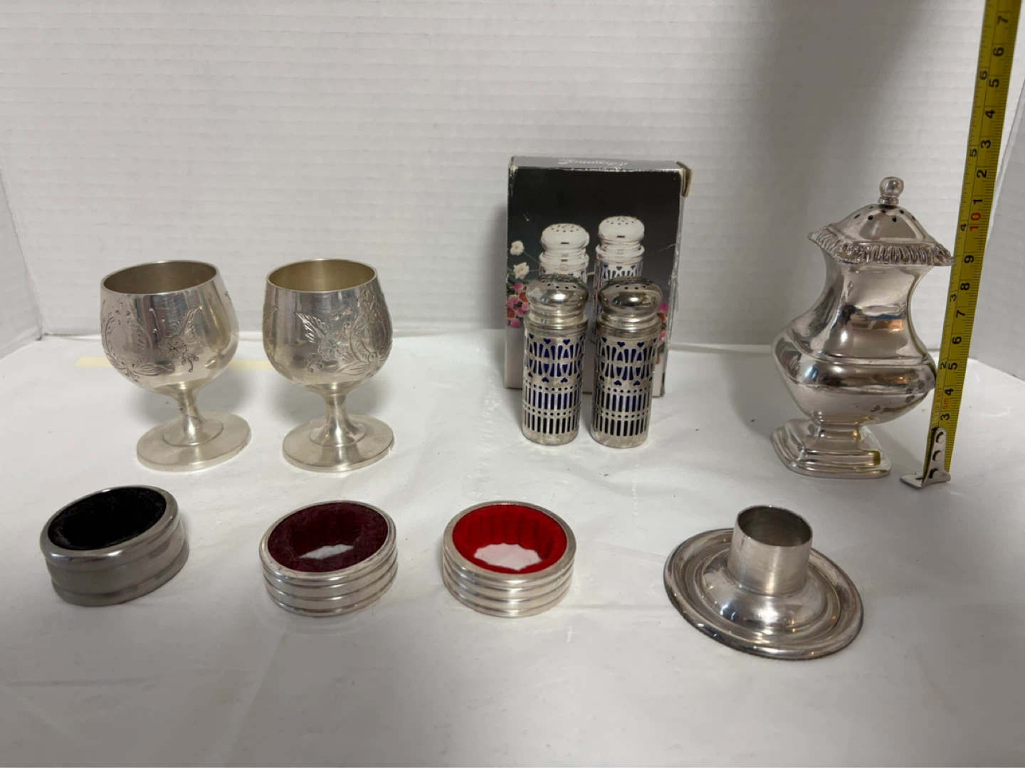 Sheffield England Silver Plate Coaster Set and Barware - photo 2