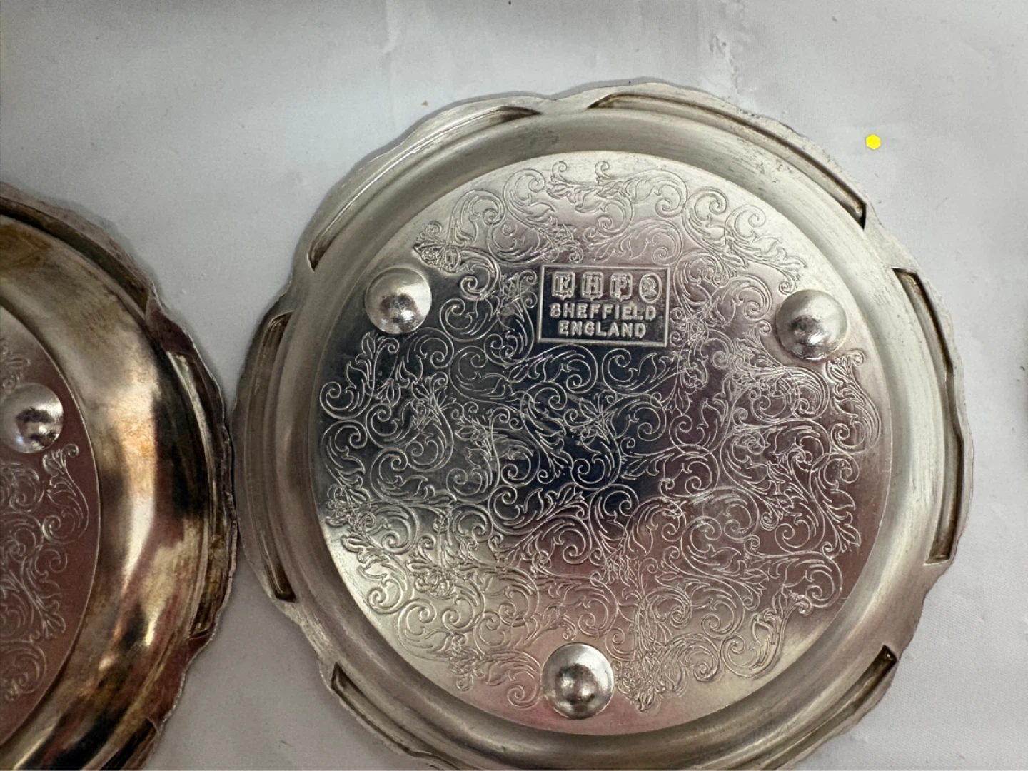 Sheffield England Silver Plate Coaster Set and Barware - photo 5