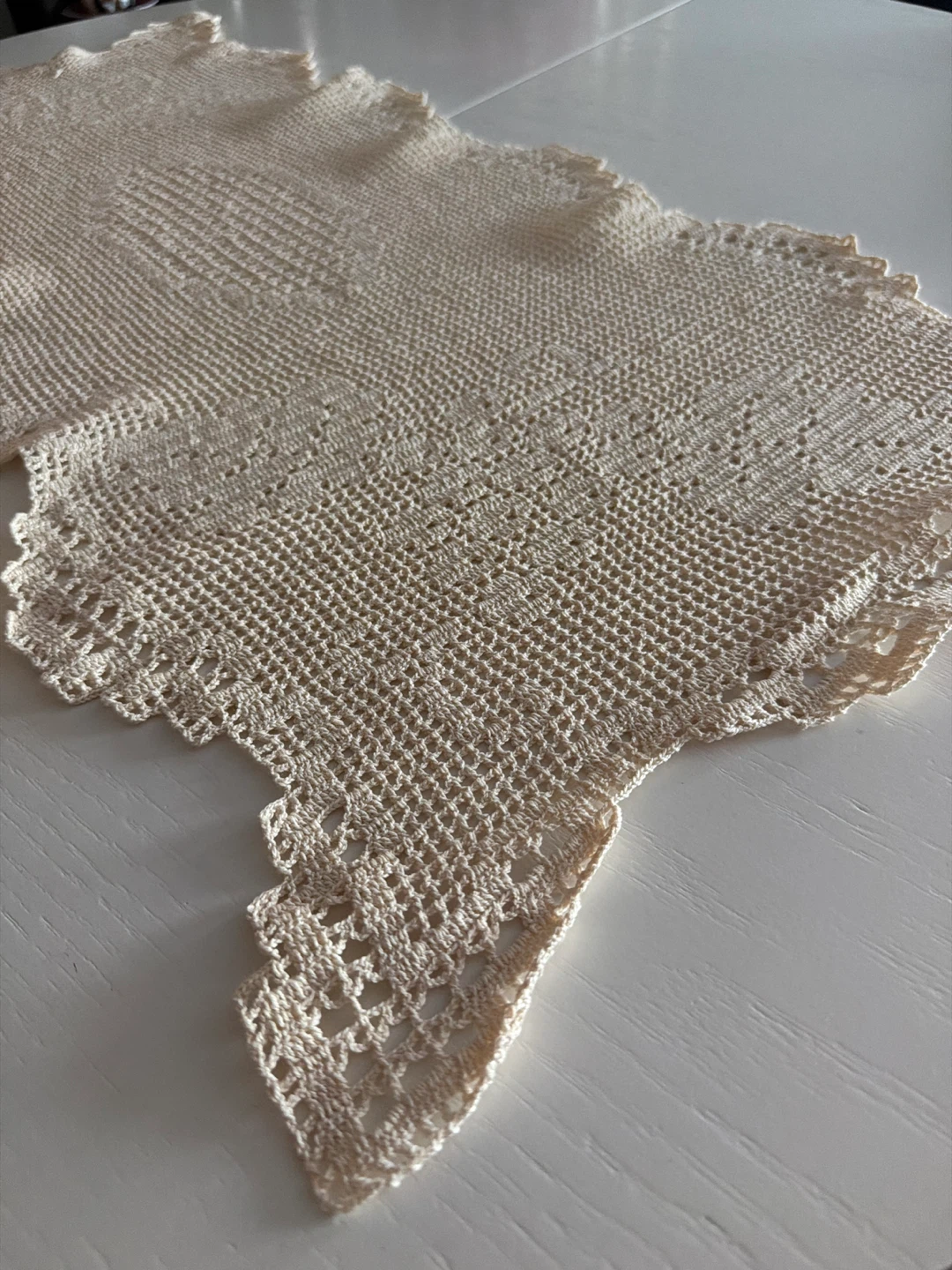 Hand Crocheted Table Runner - Cream - photo 2