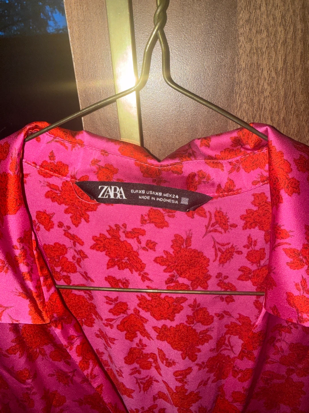 Zara Pink Floral Print Button Front Mini Dress - photo 2