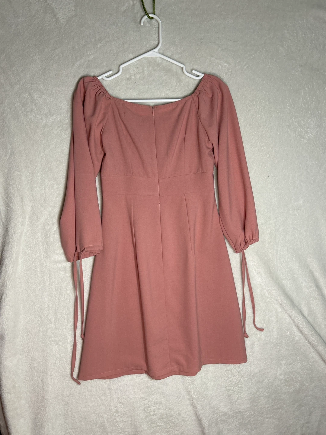 Pink Long Sleeve Square Neck Dress - S - photo 2