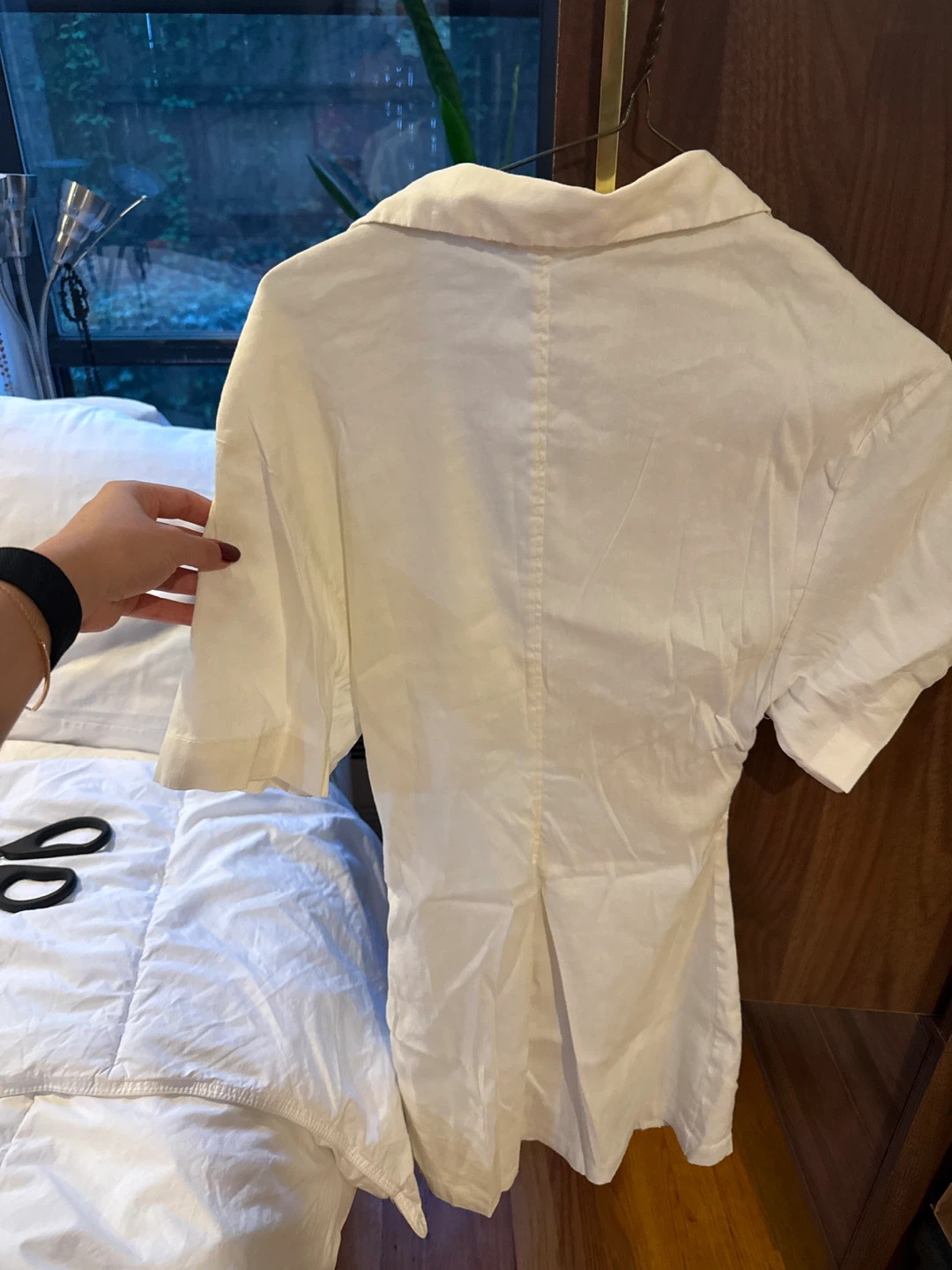ZARA White Twisted Cutout Button-Front Shirt Dress - photo 3