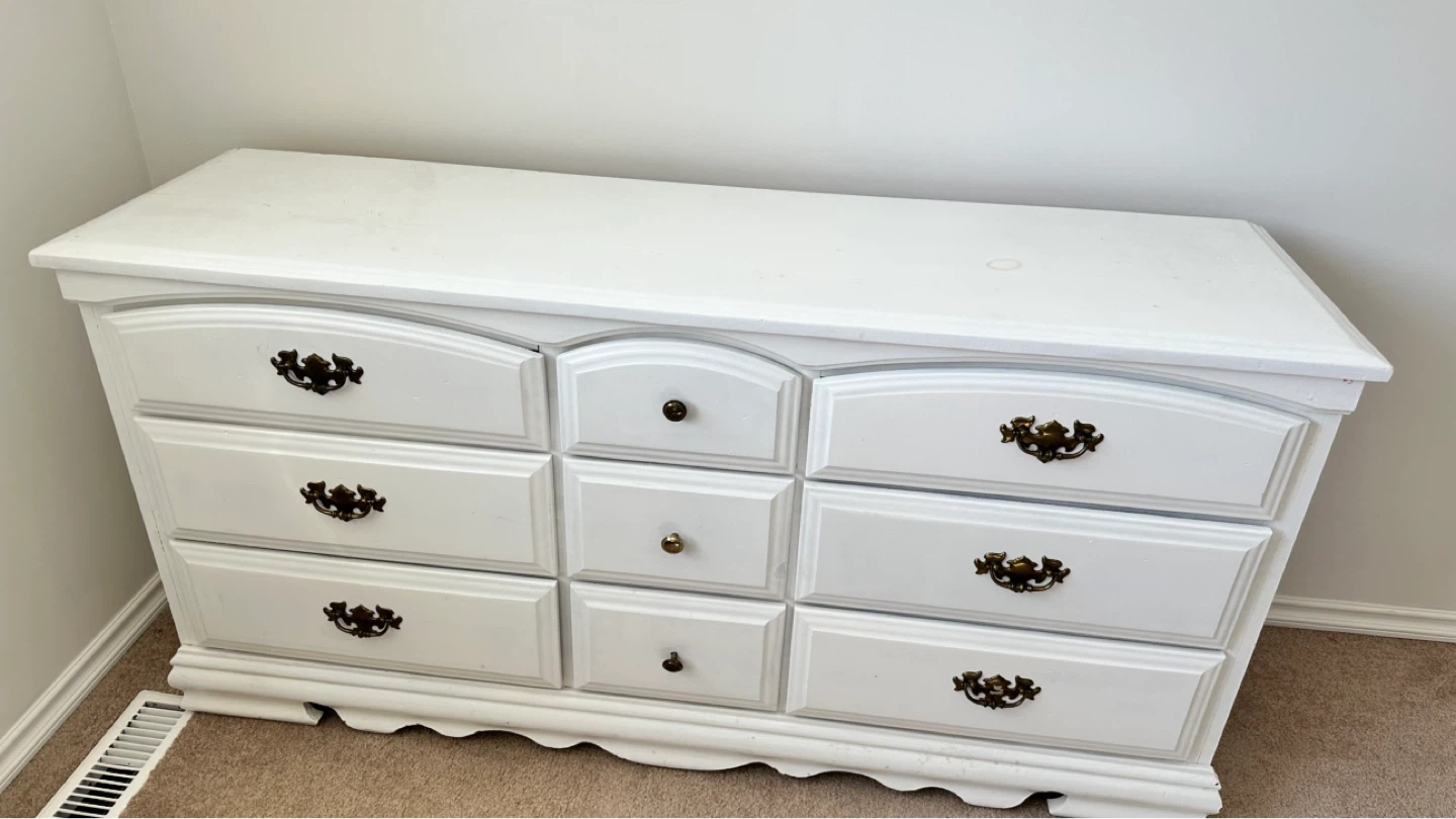 White Dresser with 9 Drawers