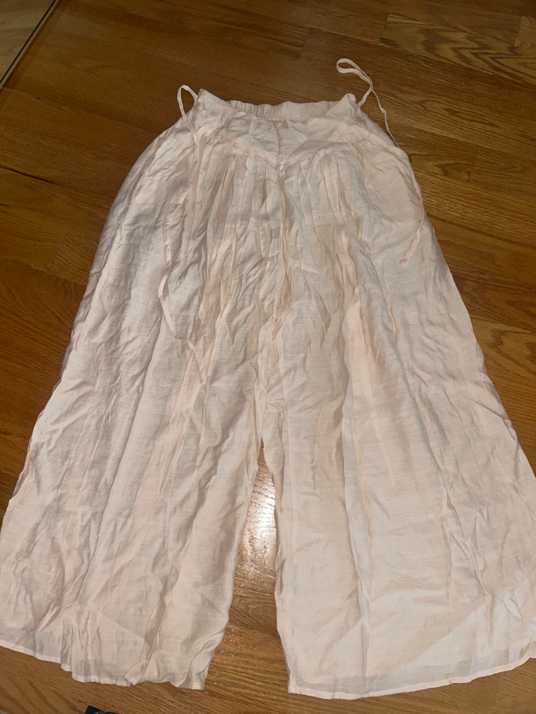 Light Pink Gauze Wide-Leg Pants