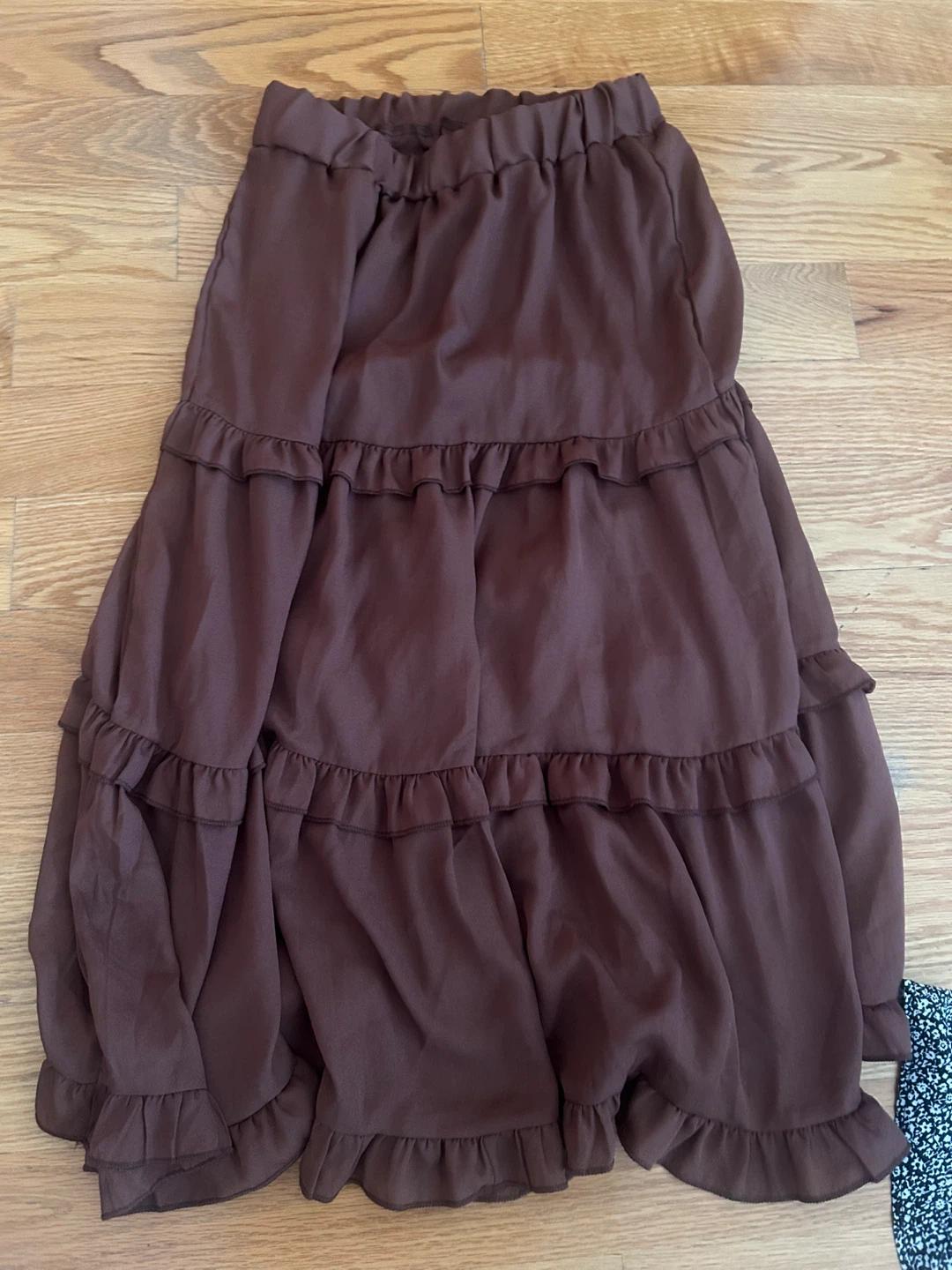 Brown Tiered Ruffle Maxi Skirt