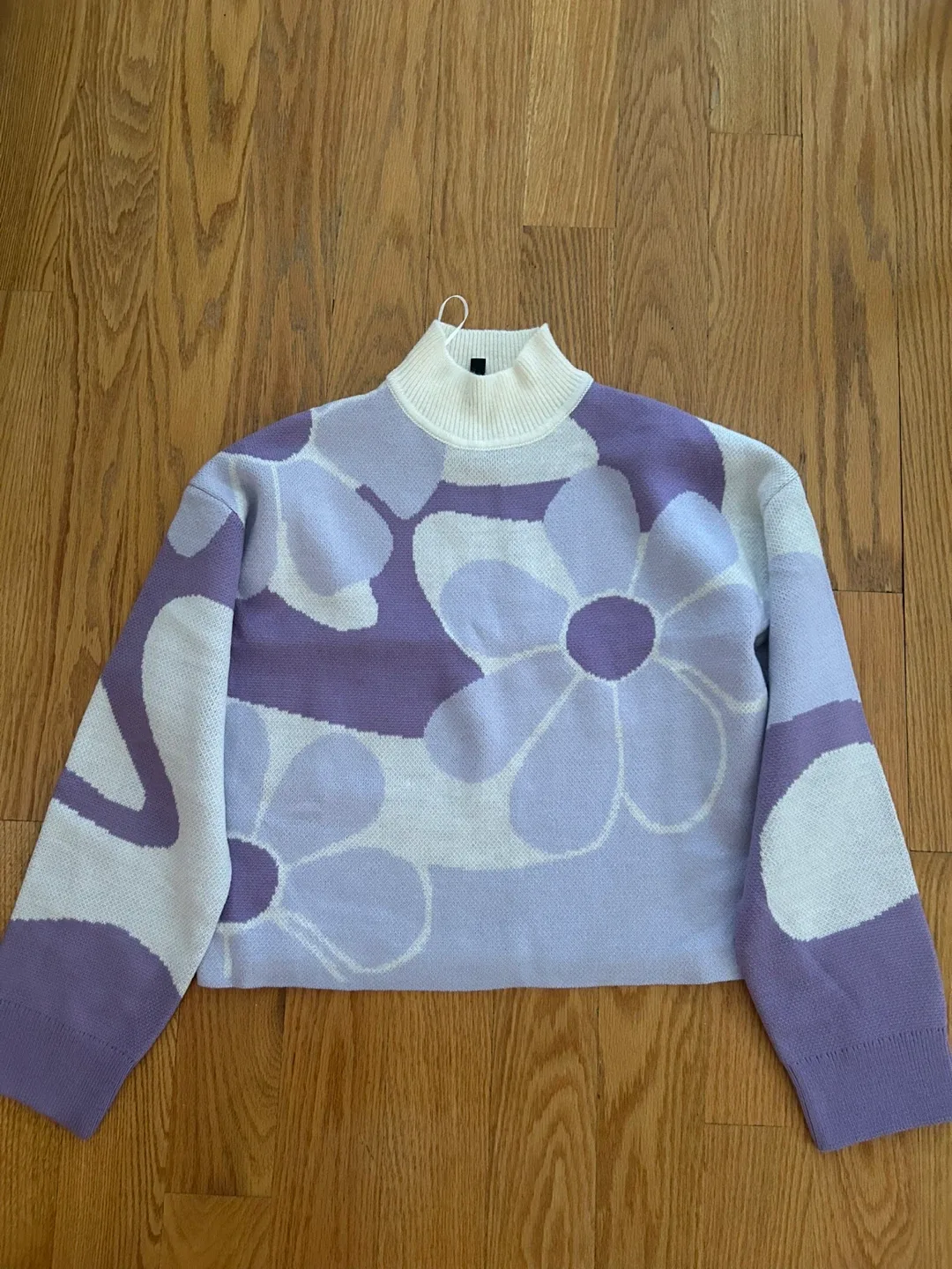 Mock Neck Floral Print Sweater