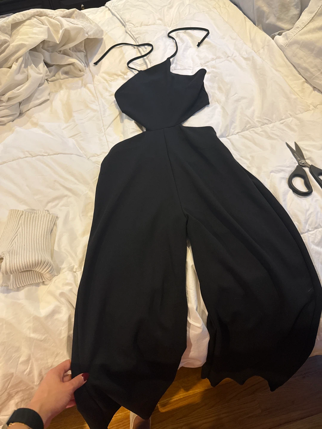 Stradivarius Black Wide Leg Cutout Jumpsuit
