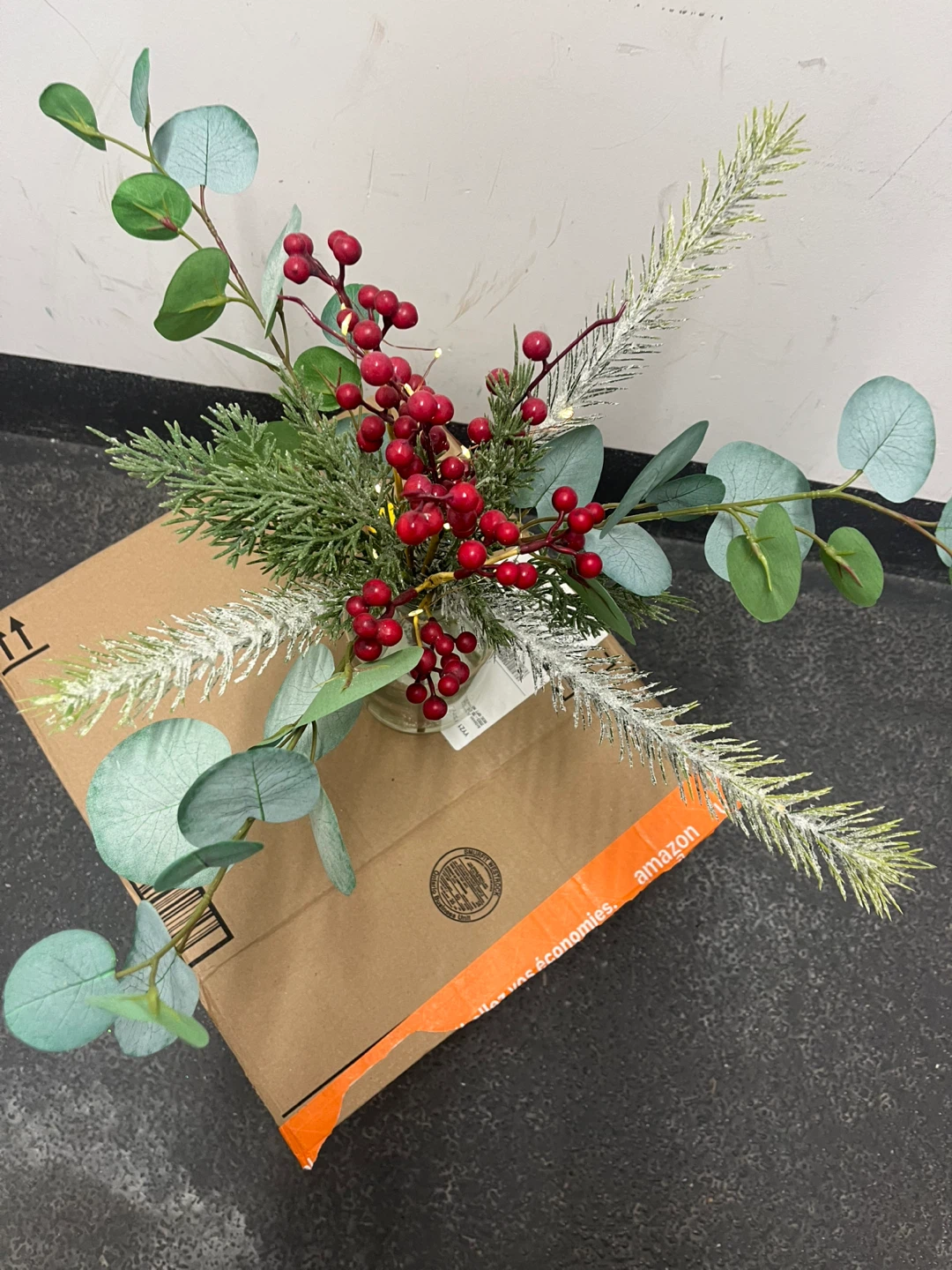 Berry and Eucalyptus Arrangement with Lights - photo 5