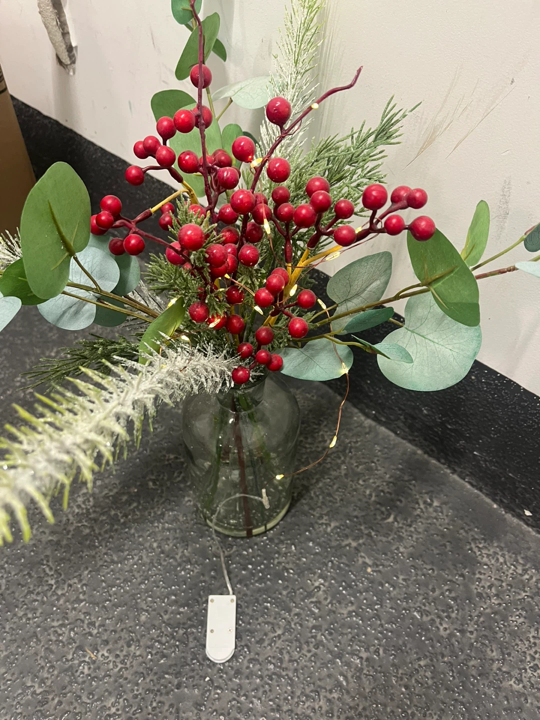 Berry and Eucalyptus Arrangement with Lights - photo 2
