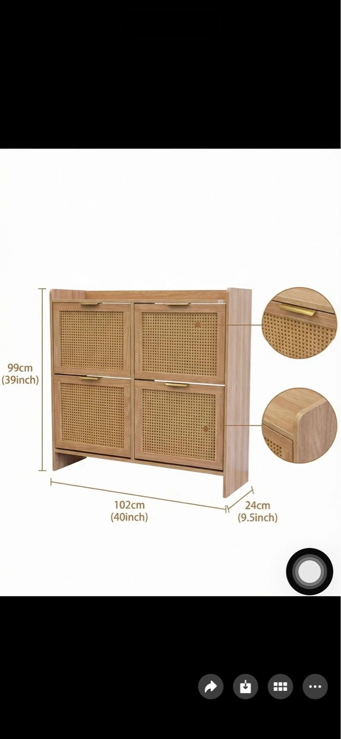 Wooden Shoe Cabinet with 4 Compartments