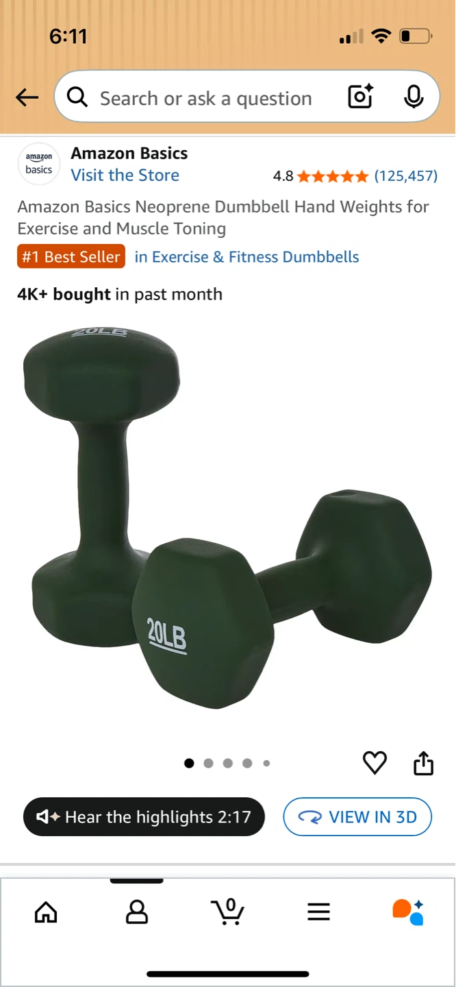 Amazon Basics 20lbs Neoprene Dumbbell (Set of 2)