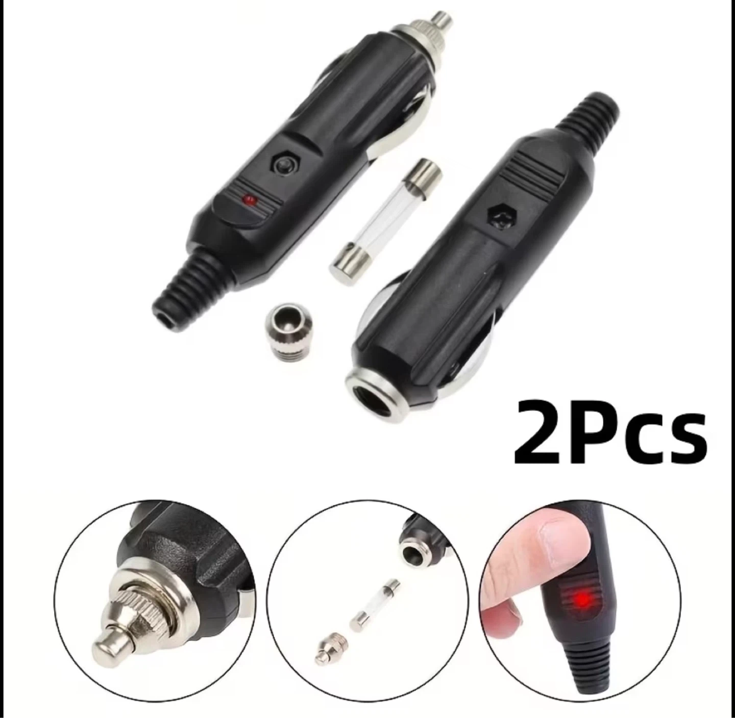 1pcs 12V High Power Male Car Plug Connector with LED - photo 5
