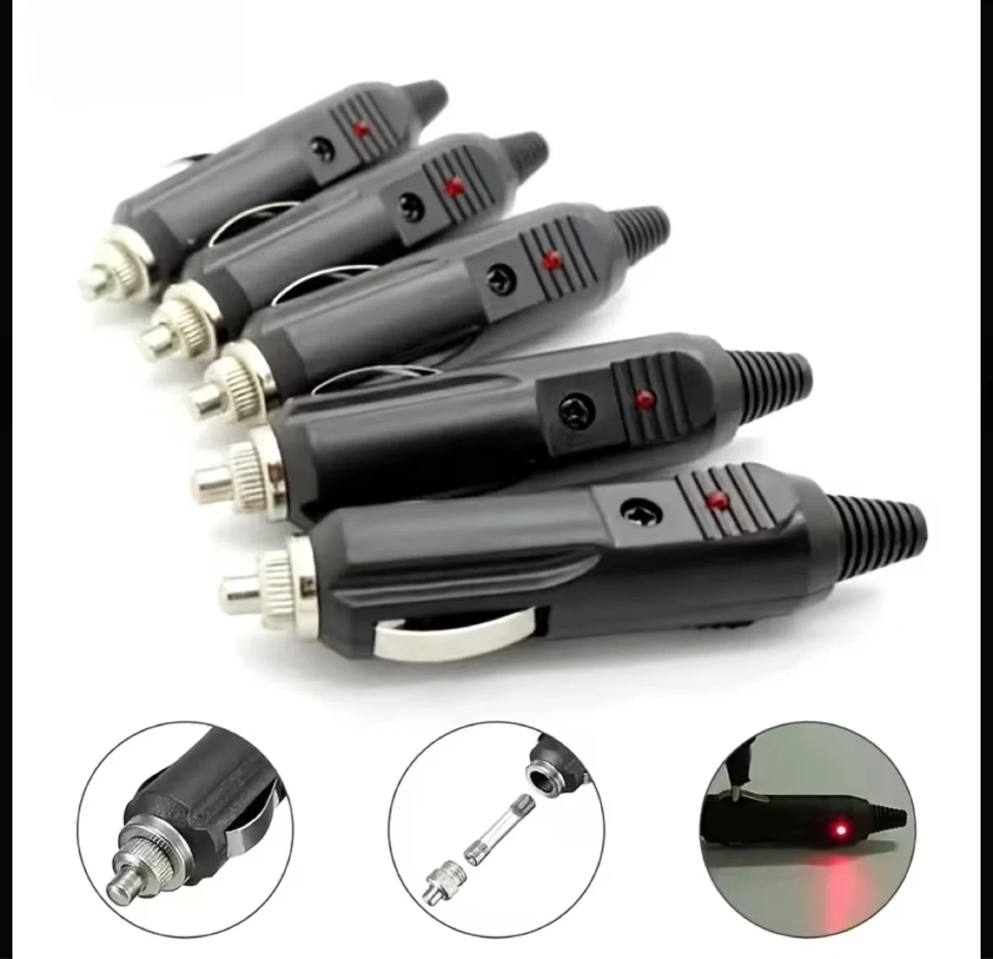 1pcs 12V High Power Male Car Plug Connector with LED - photo 3