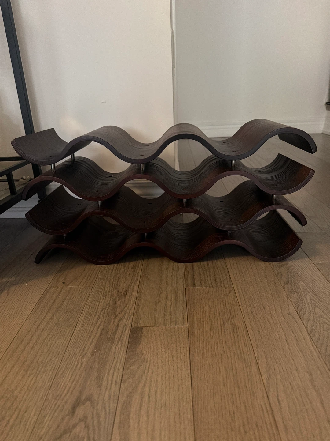 Dark Wood Wave Wine Rack - photo 3