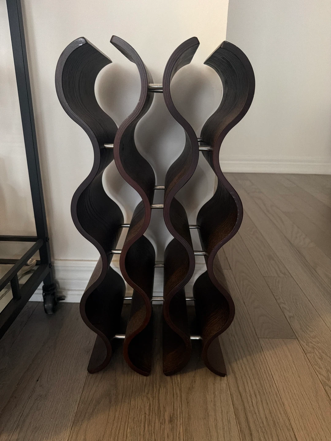 Dark Wood Wave Wine Rack - photo 2