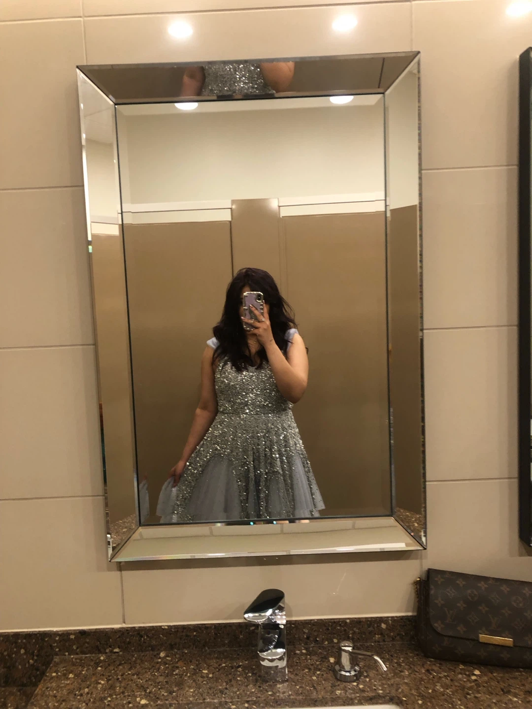 Purple/Grey Full Bling Strapless Prom Dress - photo 3