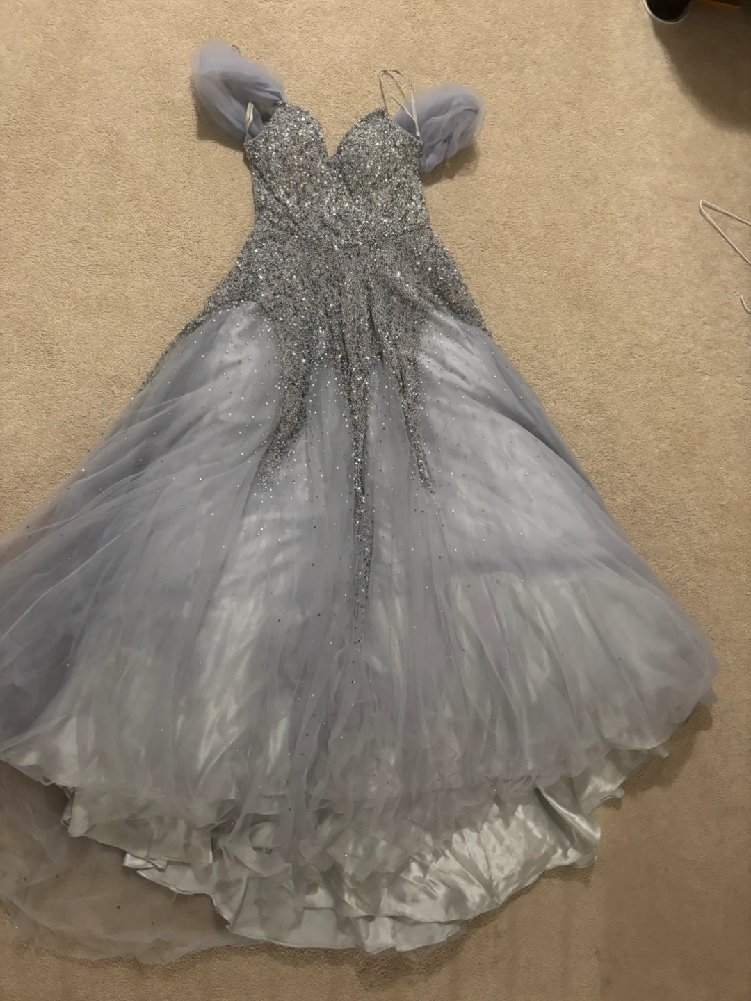 Purple/Grey Full Bling Strapless Prom Dress - photo 2