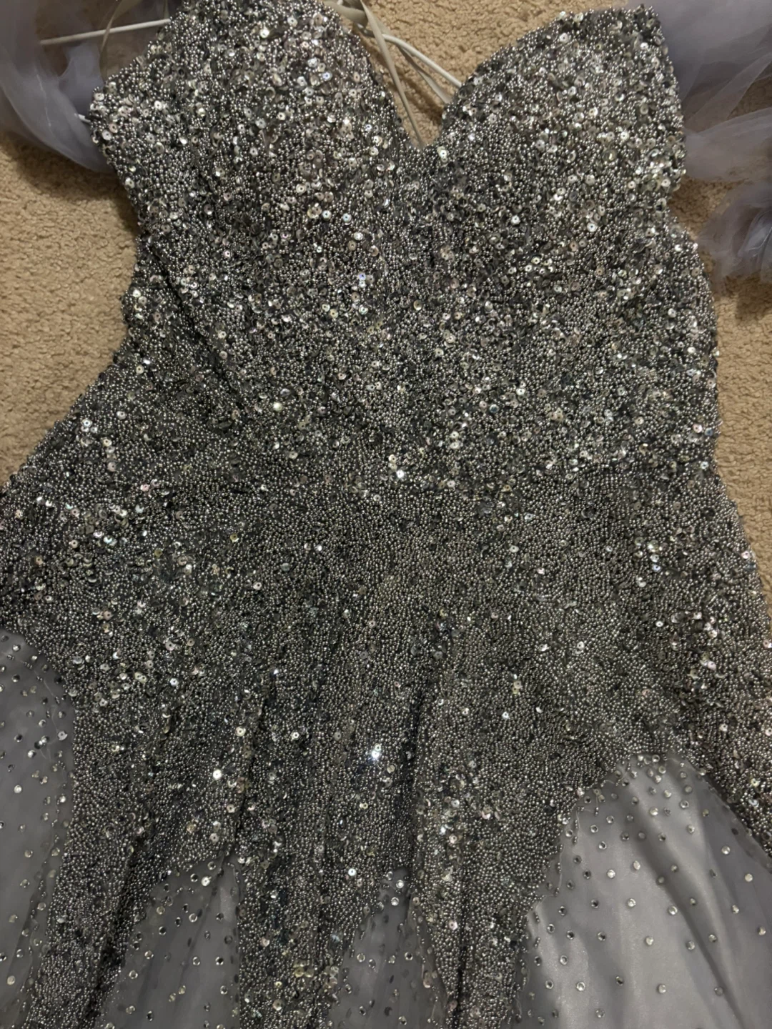 Purple/Grey Full Bling Strapless Prom Dress - photo 4