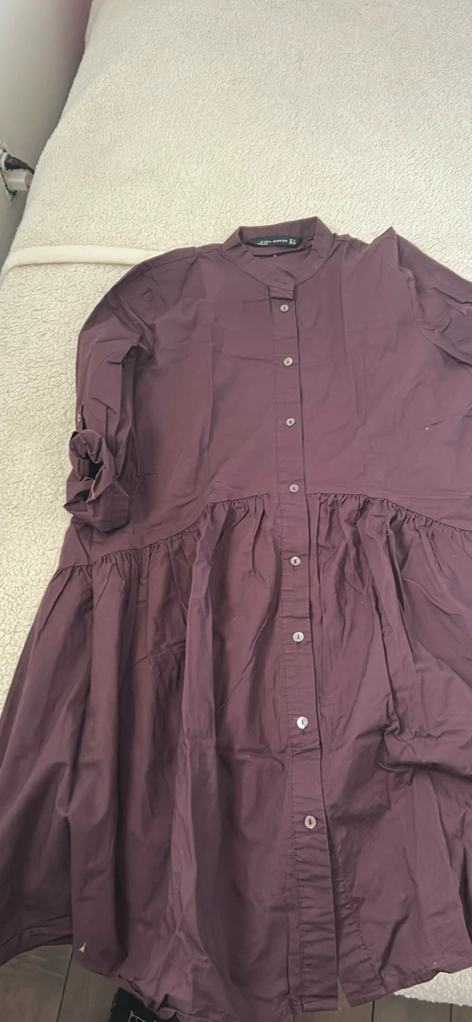 ZARA WOMAN Purple Button-Up Dress Size S