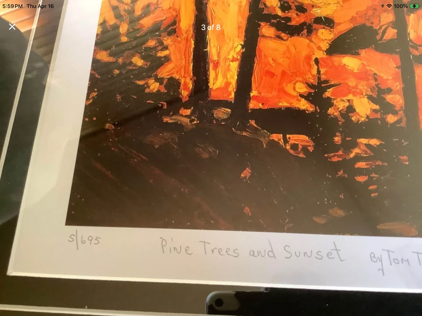 Grp of 7 Tom Thomson’s Ltd Ed Print “Pine Trees and Sunset” 🐞 - photo 3