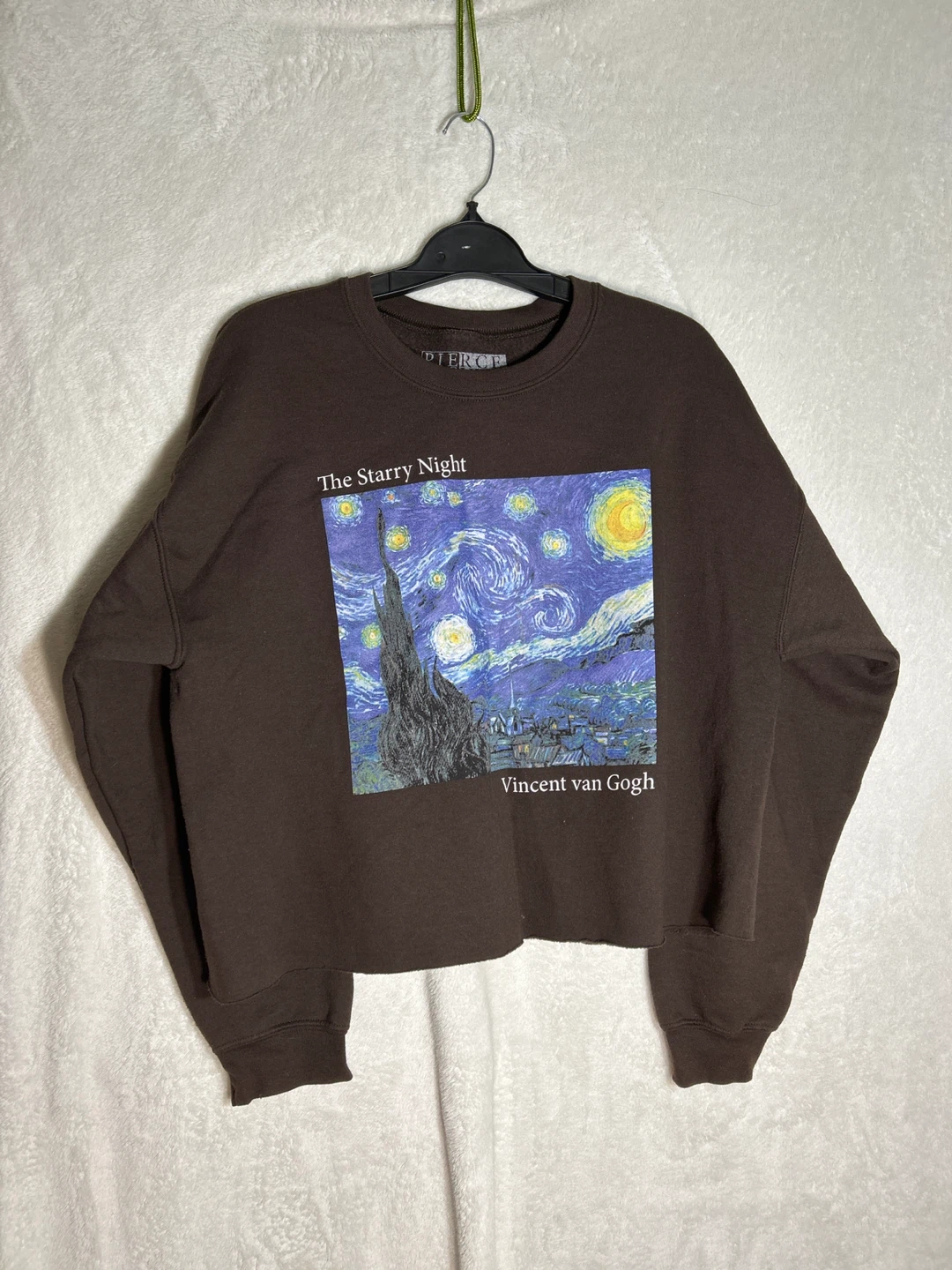 Brown Vincent van Gogh "The Starry Night" Cropped Sweatshirt - L