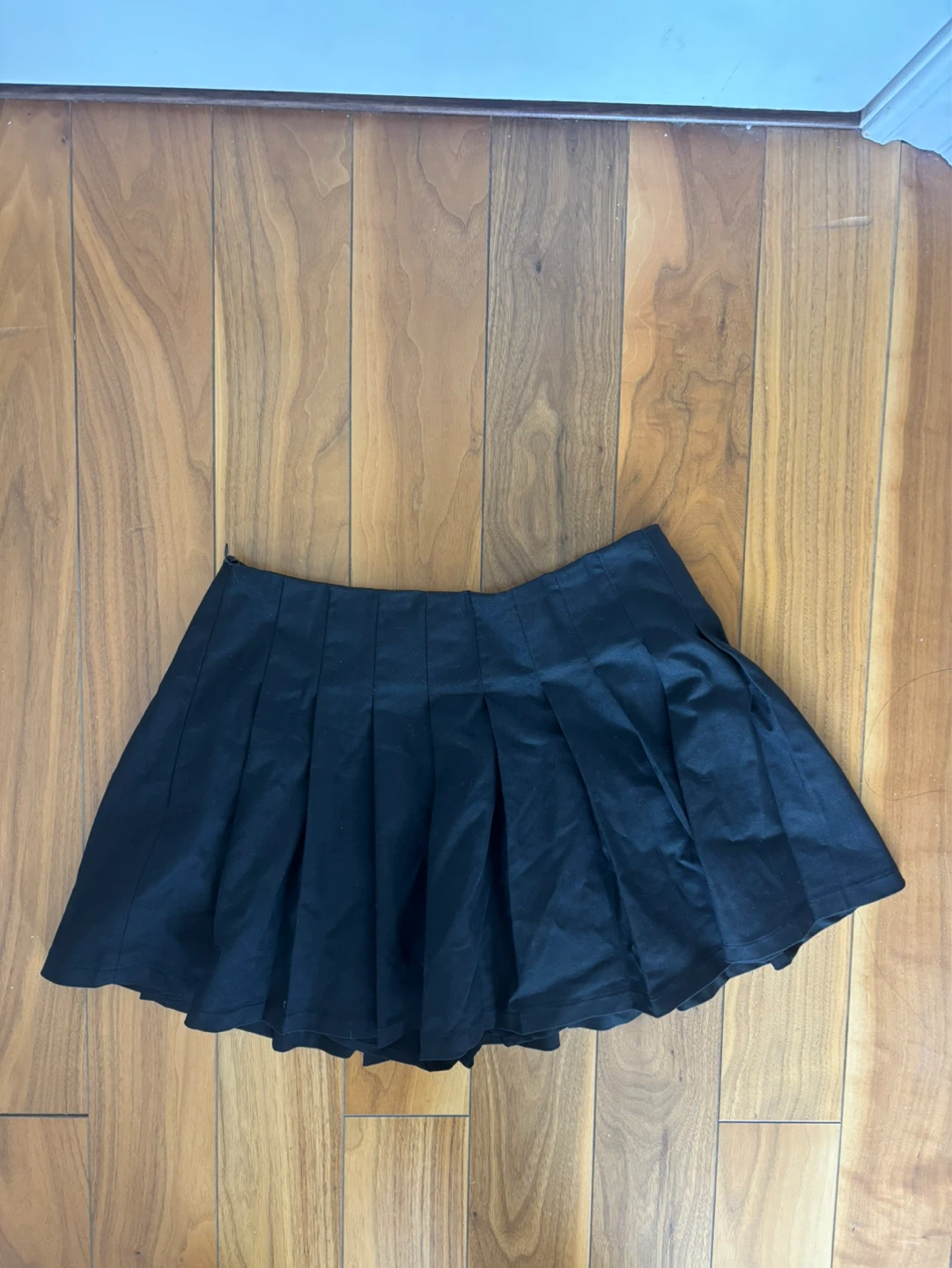 Black Pleated Mini Skirt with shorts under