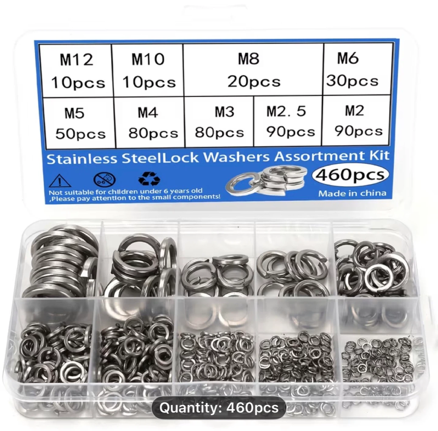 460pcs Stainless Steel Lock Washer Assortment Kit - photo 5