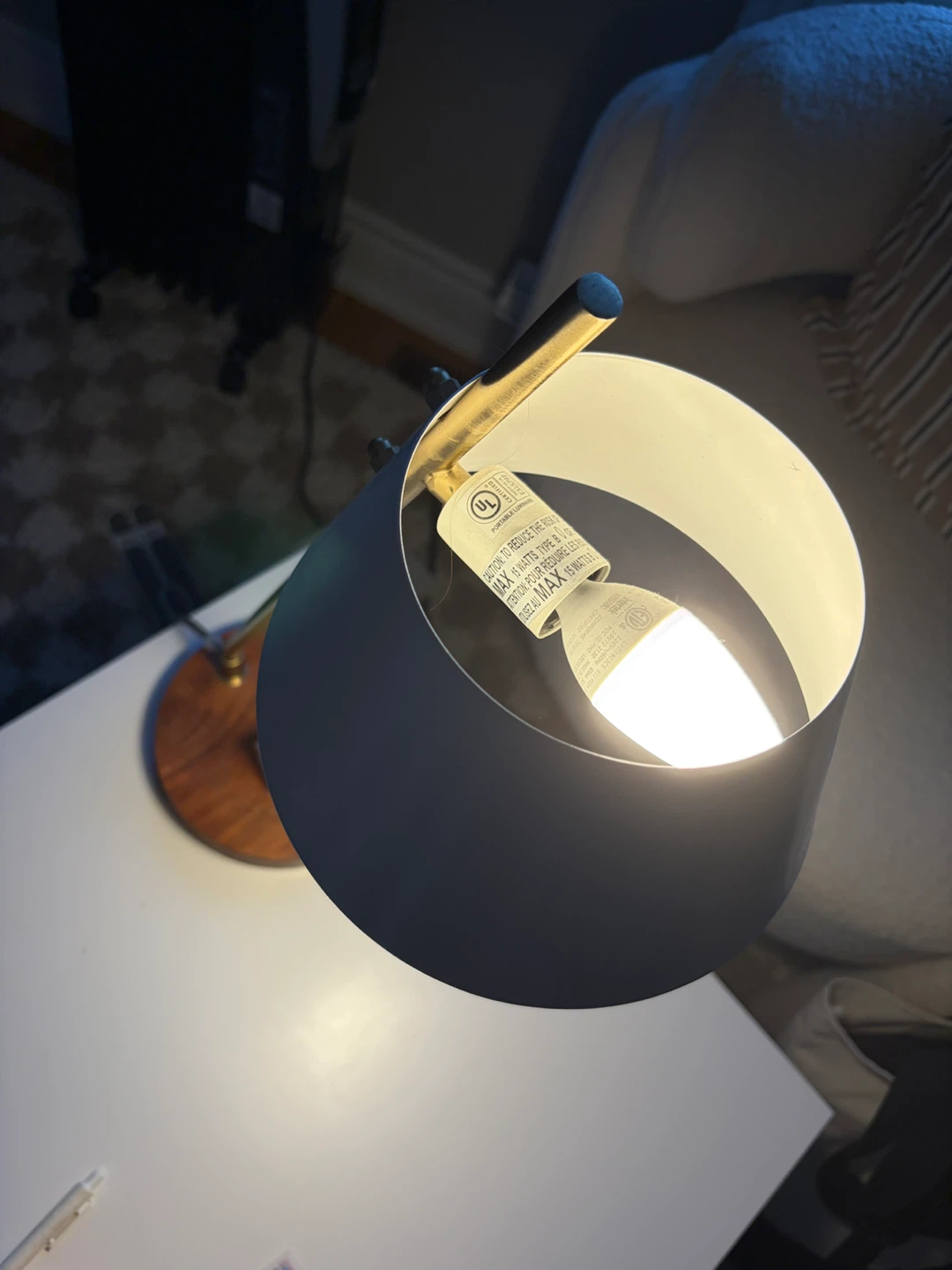 Modern Desk Lamp with Wooden Base + ikea bulb - photo 2