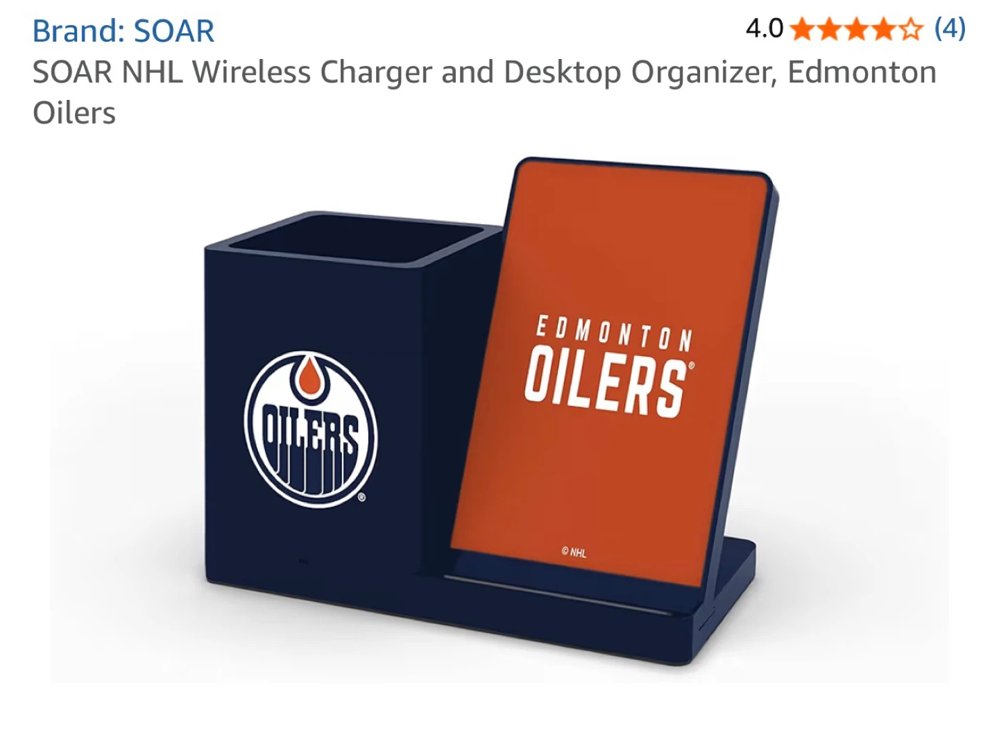 SOAR NHL Edmonton Oilers Wireless Charger & Desktop Organizer