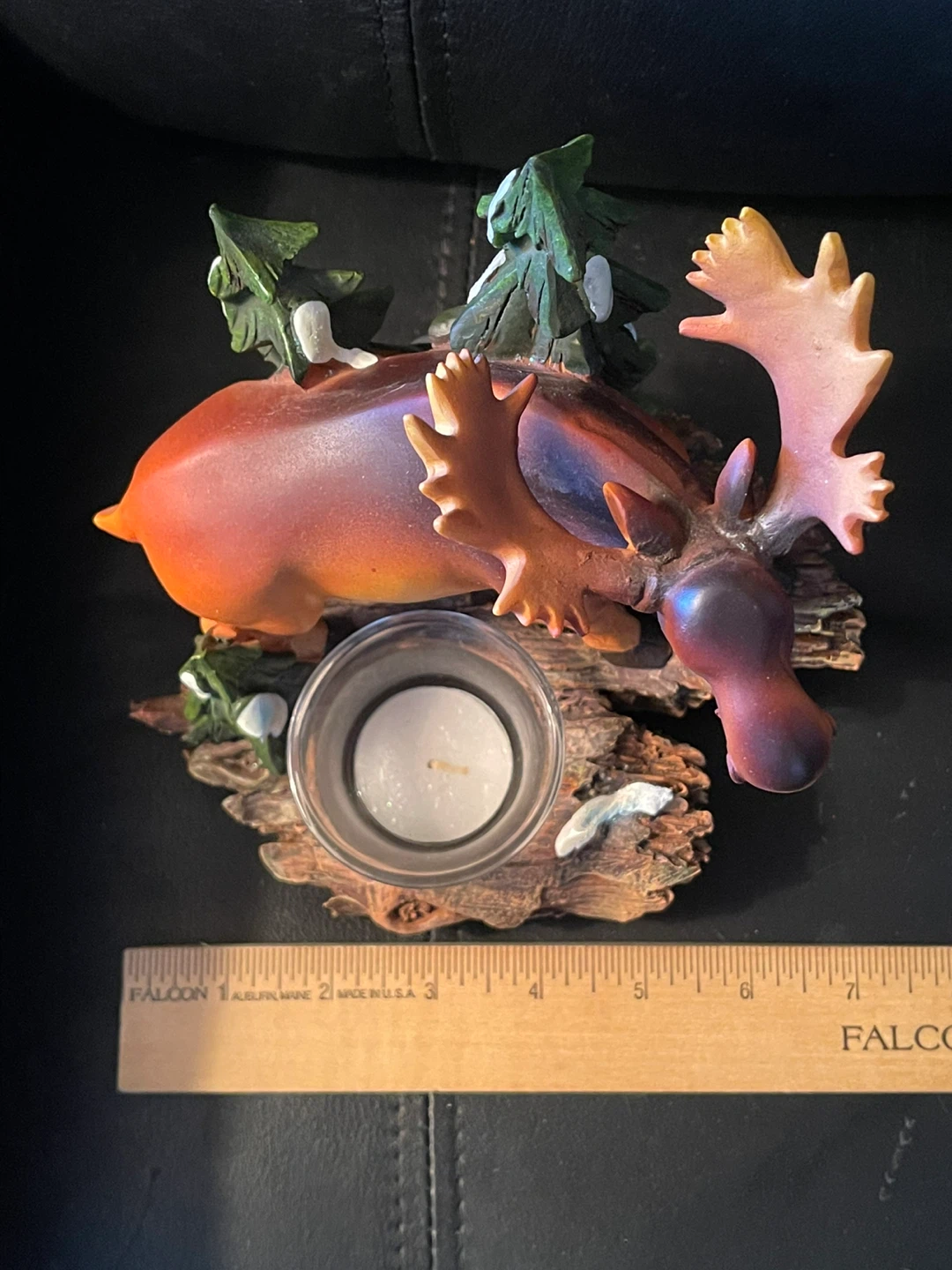 Poly Resin Moose Figurine with Candle Holder - photo 3