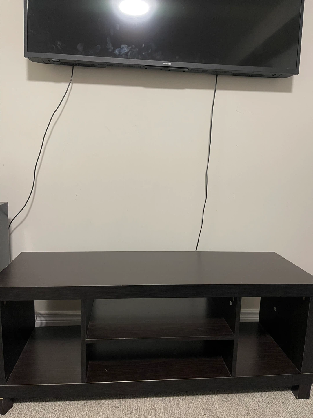 Dark Brown TV Stand with Shelves