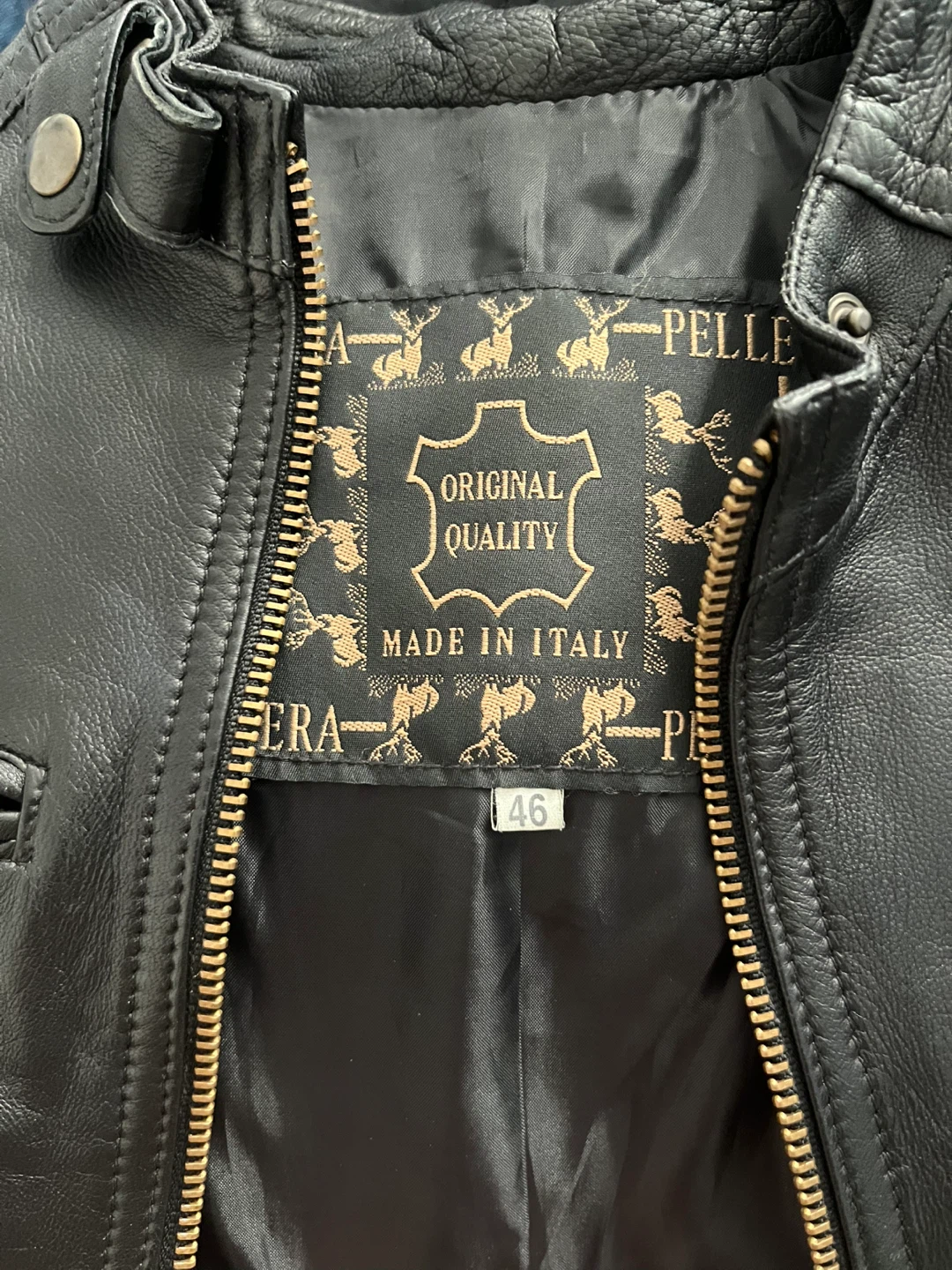 Italian Leather Moto Jacket with Gold Hardware - photo 2