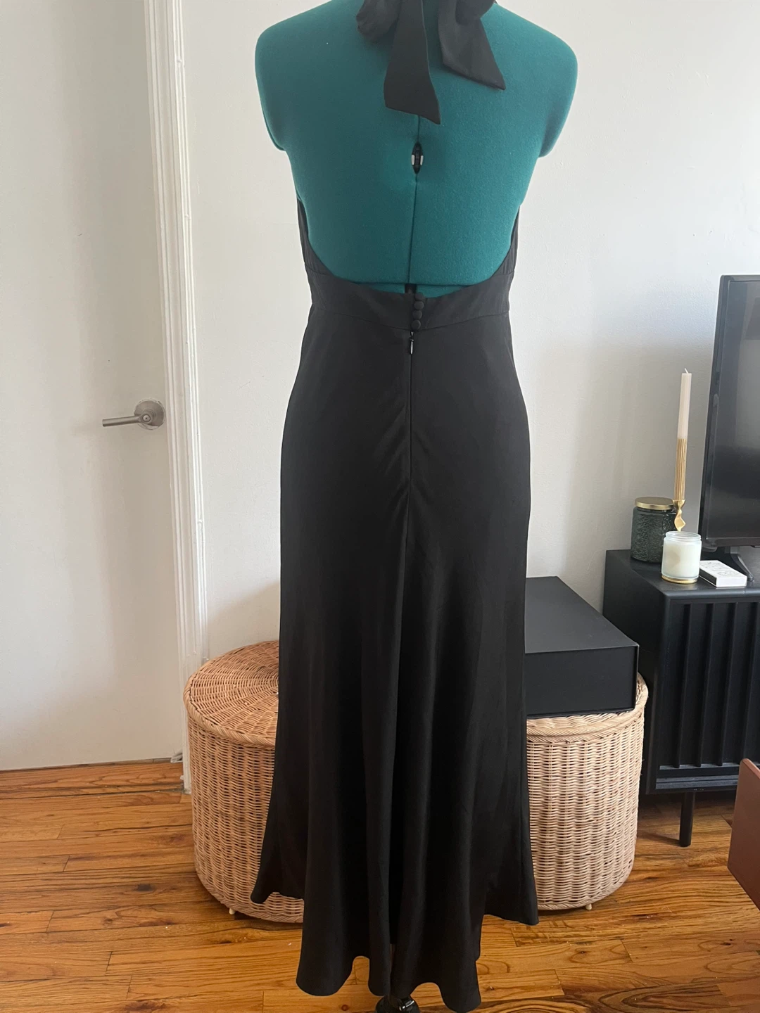 Vintage Silk Black Halter Midi Dress - photo 2