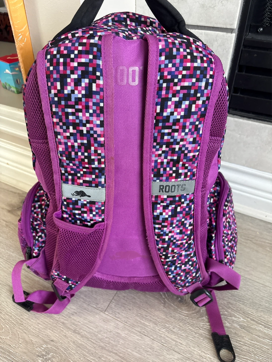 Roots Backpack - Pink, Purple, Black Pixelated Design - photo 4
