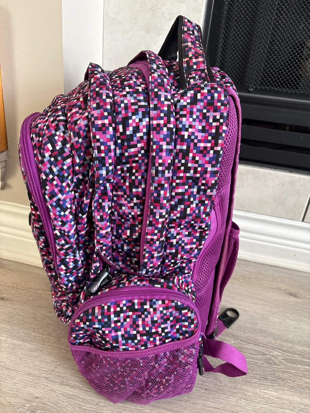 Roots Backpack - Pink, Purple, Black Pixelated Design - photo 5