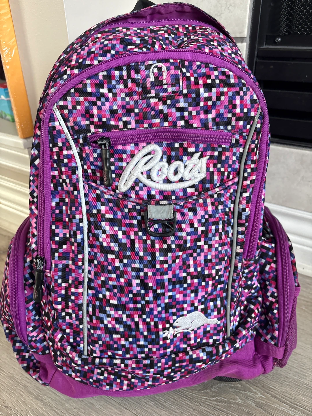 Roots Backpack - Pink, Purple, Black Pixelated Design - photo 2