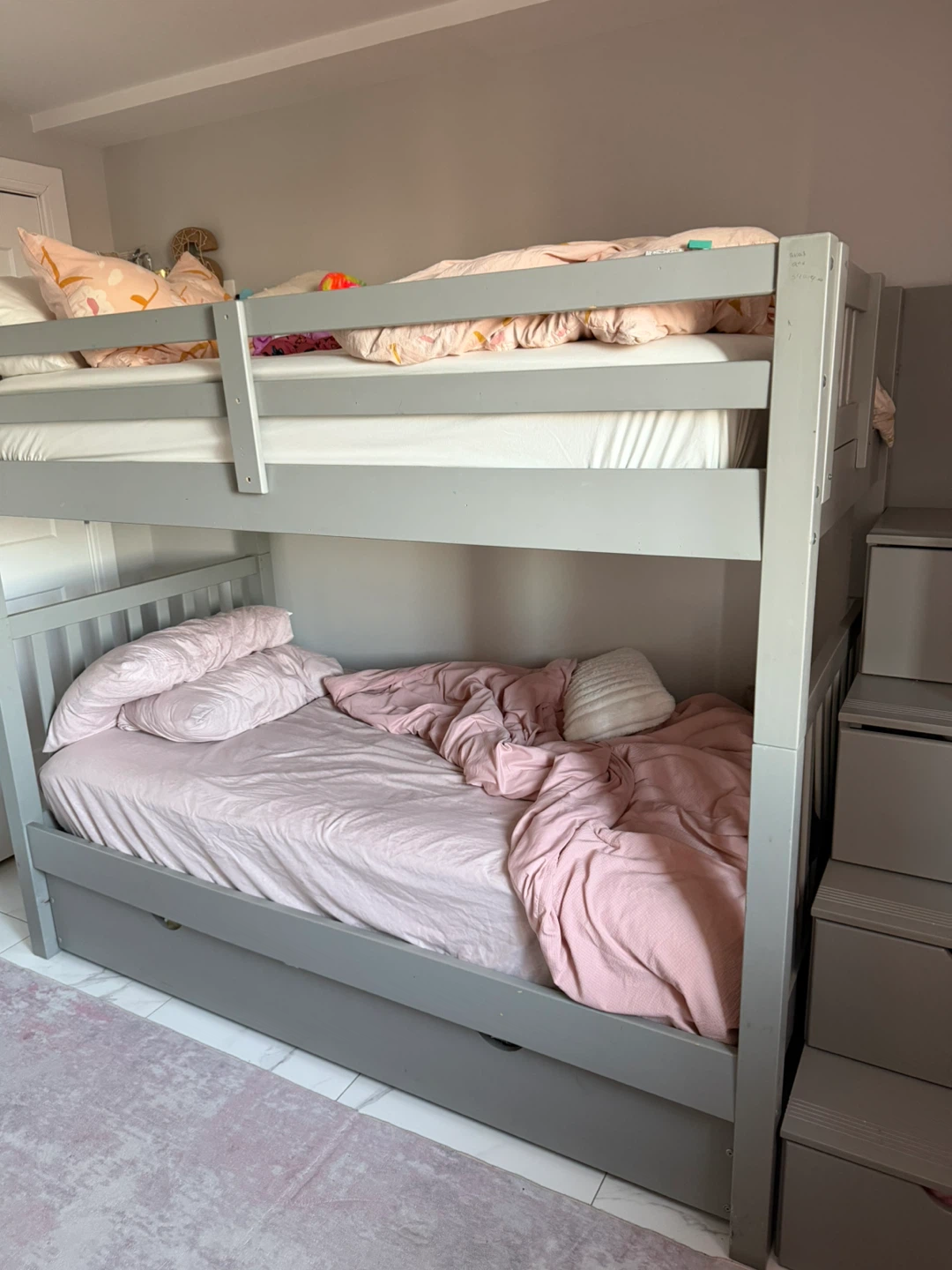 Gray Triple Bunk Bed with Storage Stairs (Twin size) - photo 2