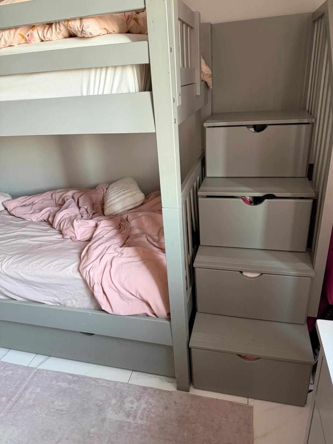 Gray Triple Bunk Bed with Storage Stairs (Twin size) - photo 3