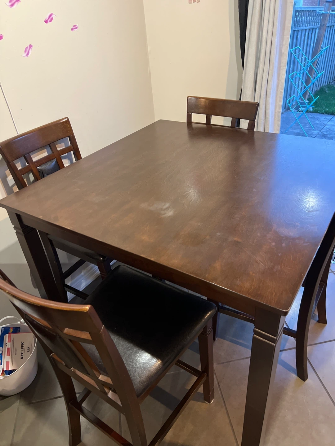 Dark Wood Dining Set with 4 Chairs