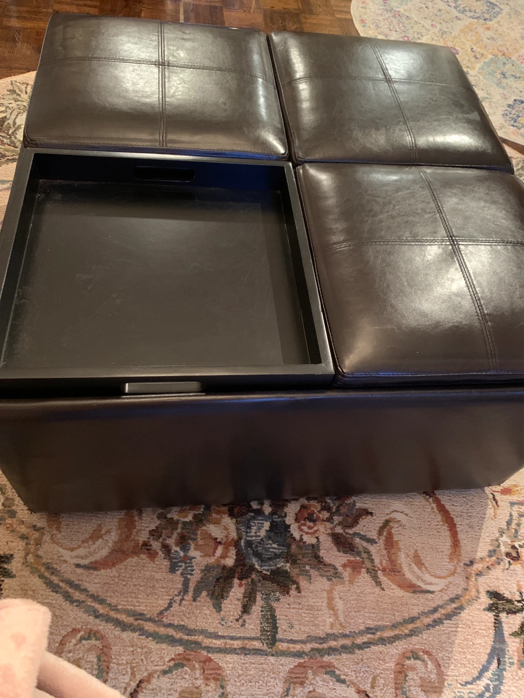 Faux Leather Storage Ottoman with Four Trays - photo 2