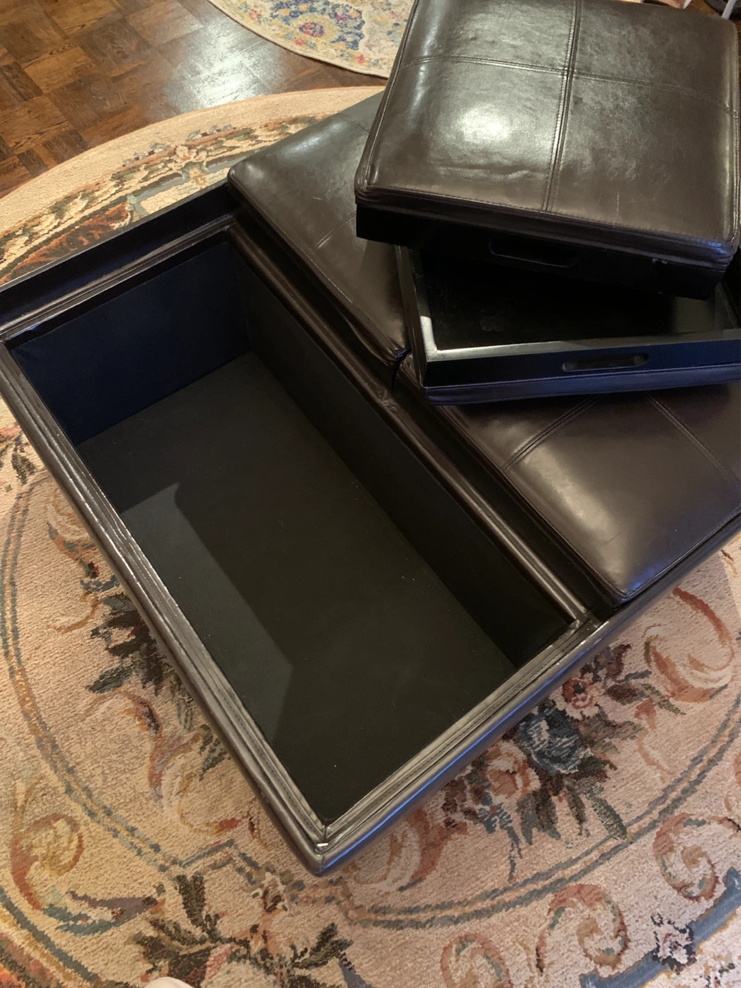 Faux Leather Storage Ottoman with Four Trays - photo 3