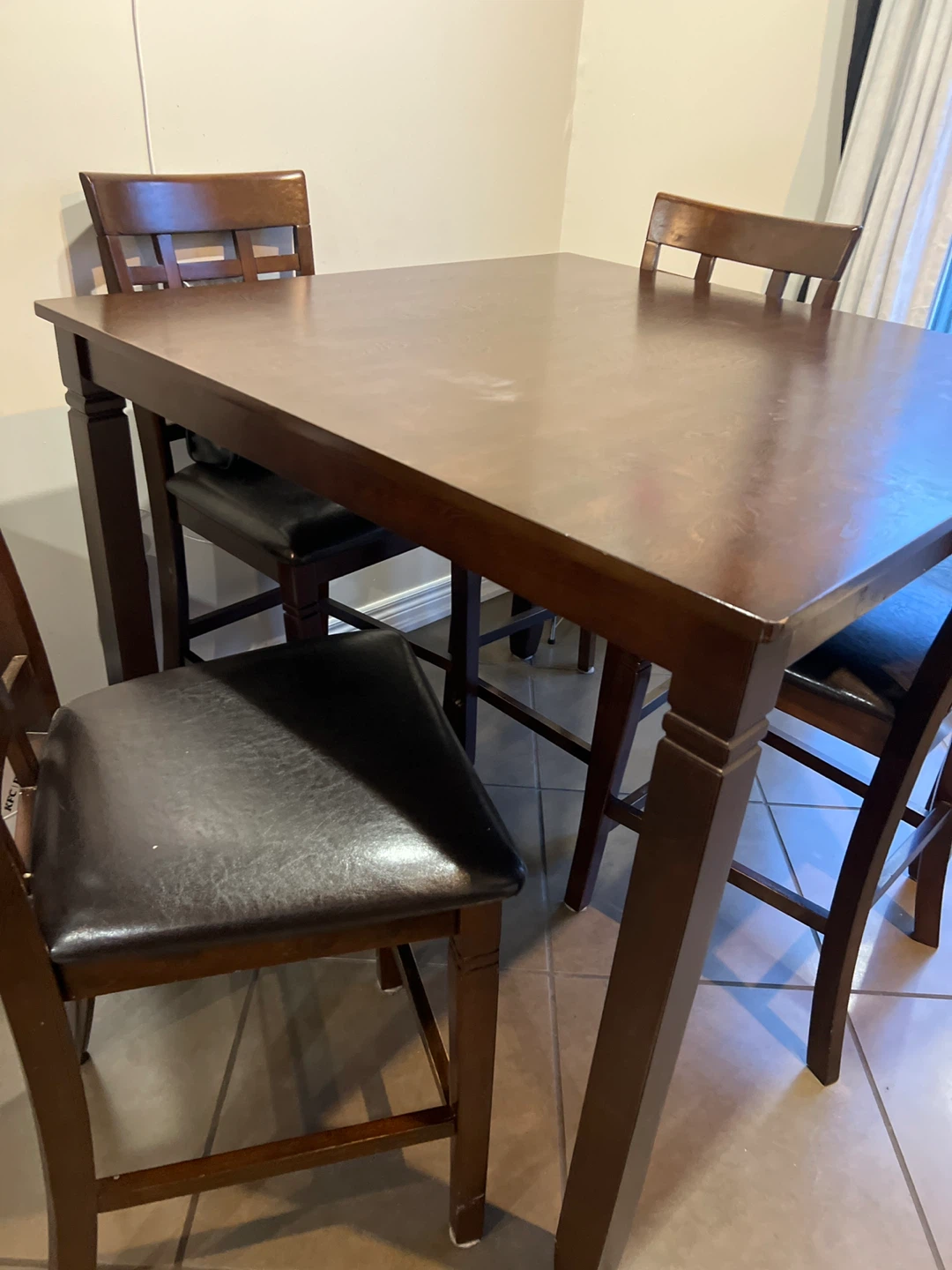 Dark Wood Dining Set with 4 Chairs - photo 3