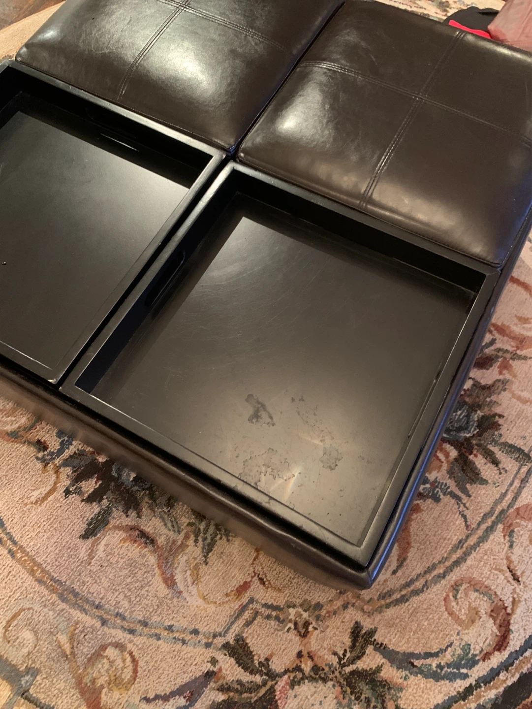 Faux Leather Storage Ottoman with Four Trays - photo 4