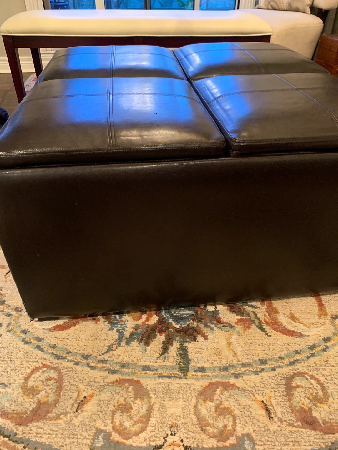 Faux Leather Storage Ottoman with Four Trays - photo 5