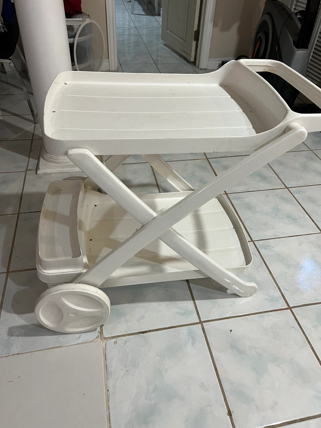 White 2-Tier Serving Cart with Wheels - photo 2